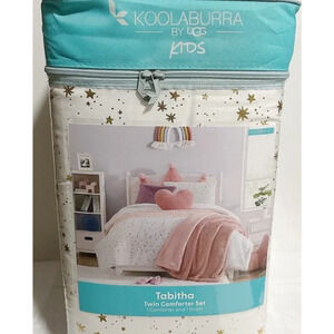 Koolaburra by UGG Tabitha Kids Twin Comforter Set White Gold Stars NEW